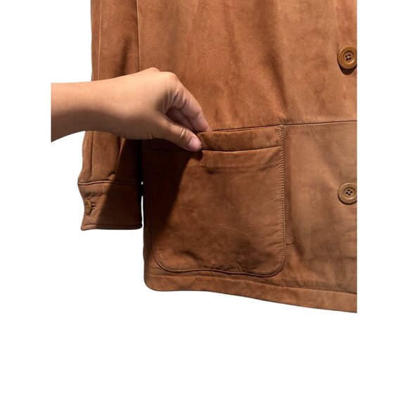 Roundtree Yorke Soft Suede Leather Barn Chore Coat Jacket Large Brown Western - Picture 12 of 16